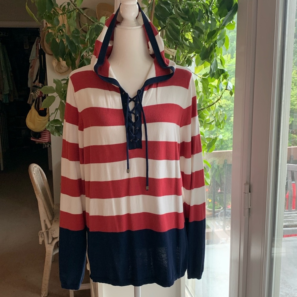 CHAPS Nautical Hoodie Sweater Sz L
